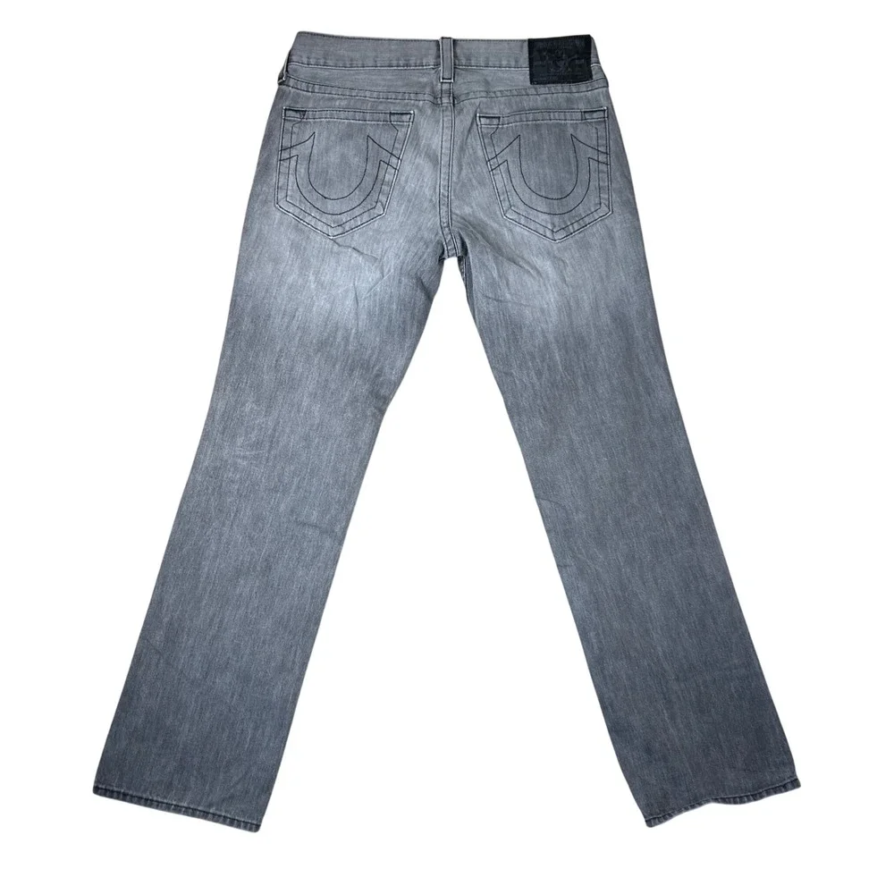 True Religion Mens Gray Straight Leg Jeans Made in USA Size 36 Faded Denim 36x32